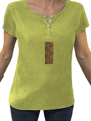 Camiseta manga corta botones mujer motivo bogolan - 2